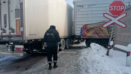 Près d'Ekaterinburg entre une locomotive et un camion avec des œufs pincées un homme