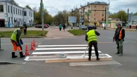 В Иванове обновляют разметки пешеходных переходов