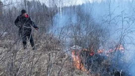 Природный пожар бушует в Архаринском округе