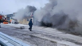 Sur le marché à Omsk illuminaient des conteneurs avec des matériaux de construction