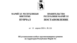 В Марий Эл с 22 апреля будет установлен особый противопожарный режим