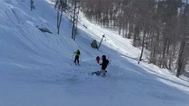 在索契的滑雪胜地 发生了雪崩