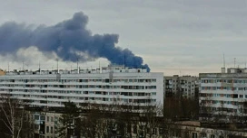 Сильный пожар вспыхнул на складе под Петербургом