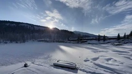 Lake Ritsa in Abkhazia frozen