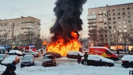 На юге Петербурга сгорел пассажирский автобус