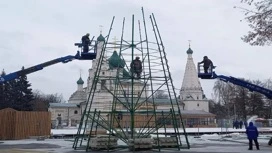 В Ярославле начали монтаж новогодней ели