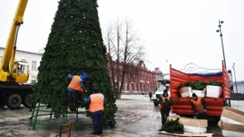 Главную новогоднюю елку устанавливают на центральной площади в Кинешме