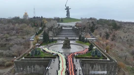 Две восьмидесятиметровые ленты развернули на Мамаевом кургане в Волгограде