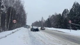 В результате лобового ДТП в Томске двоих человек отвезли в больницу