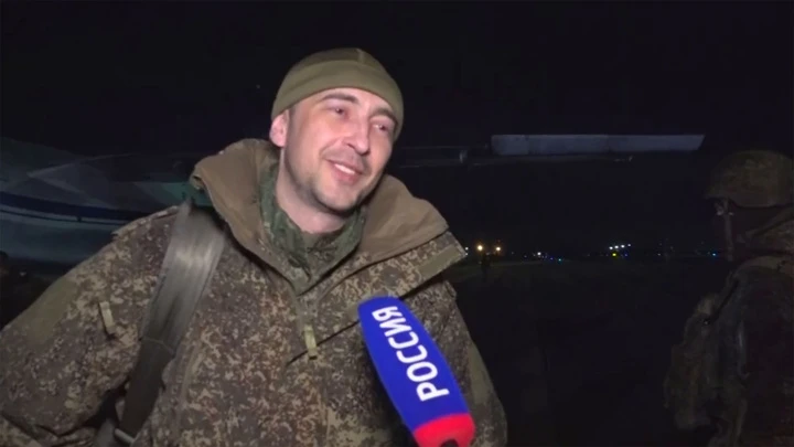 Released from Ukrainian captivity soldiers of the Russian Armed Forces set foot on their native land