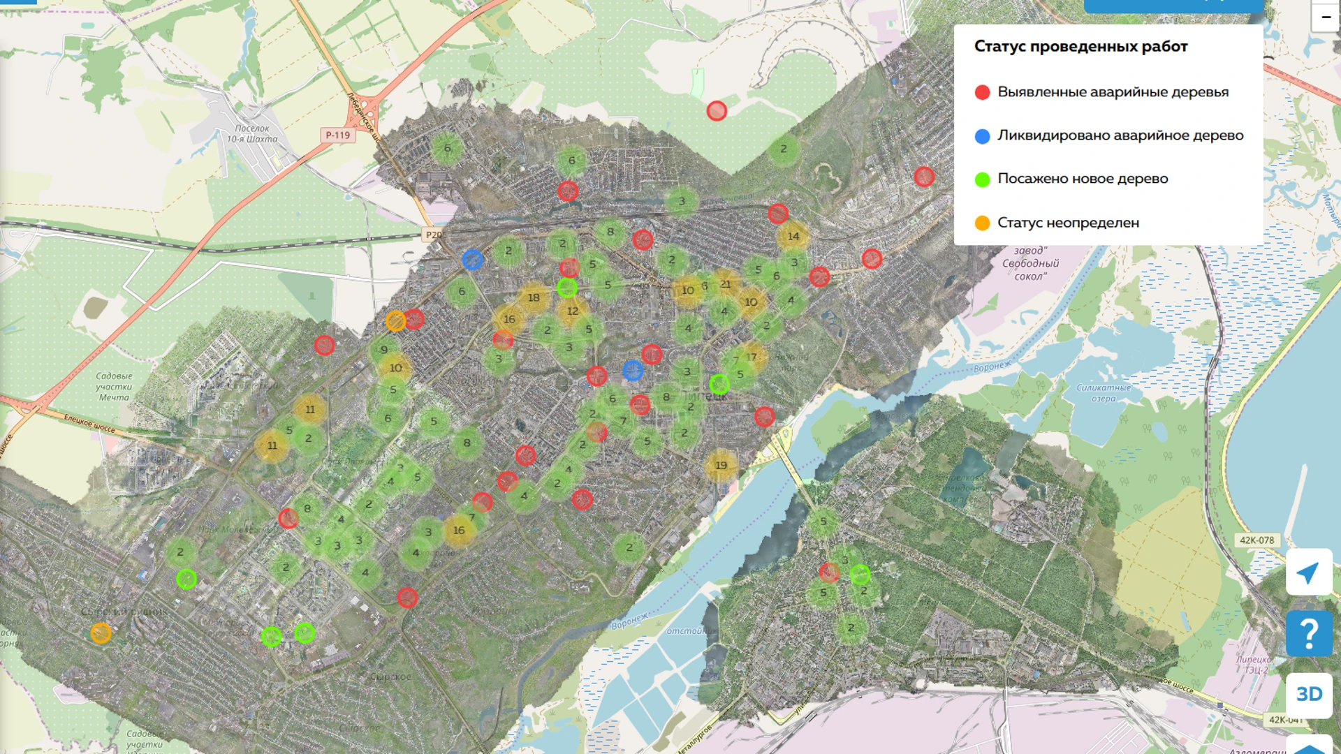 Интерактивную карту аварийных деревьев запустят в Липецке для заявок на опиловку