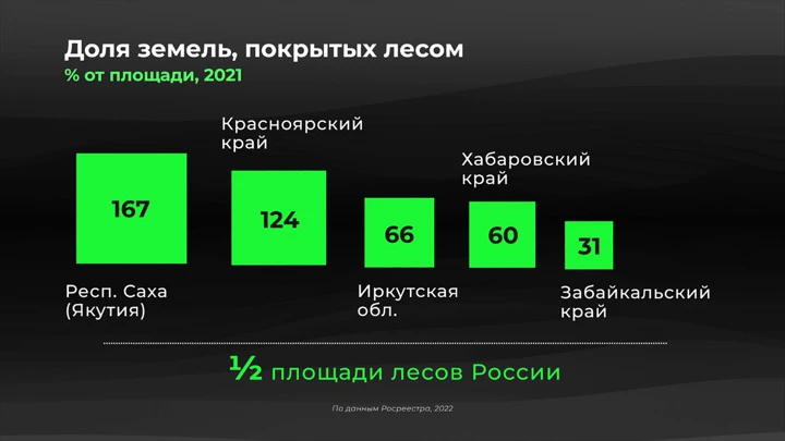 Инфографика Россия в цифрах. В каких регионах меньше всего лесов?