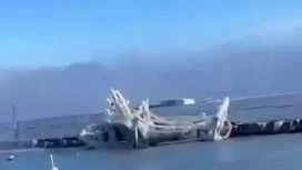 Small ship sank at the pier in Novorossiysk