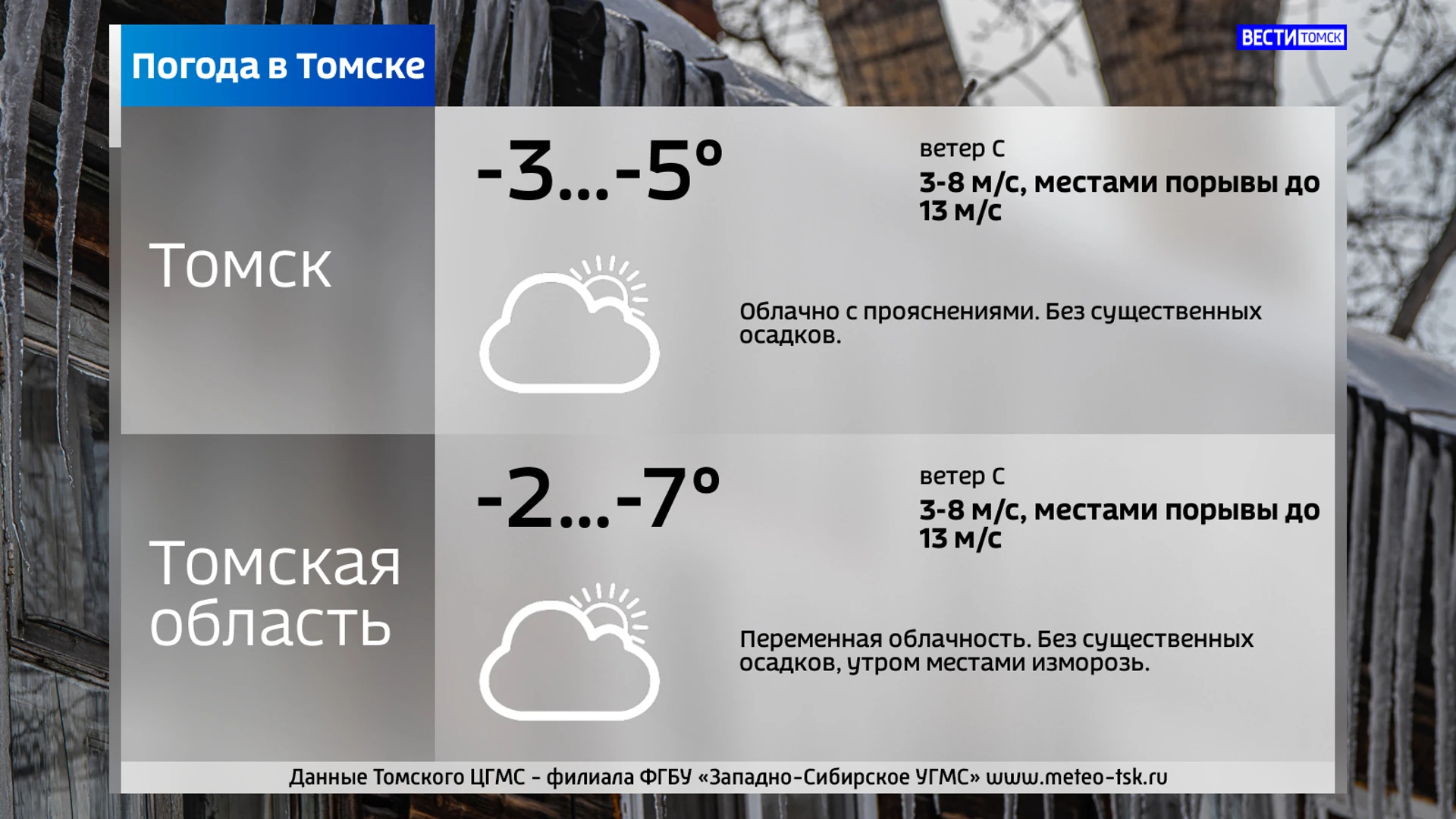 Температура воздуха в Томске в субботу опустится до -5 градусов