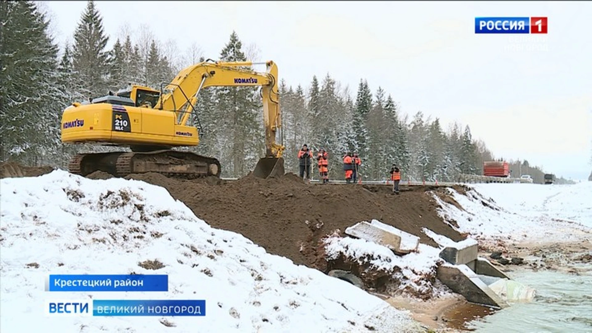 В Крестецком районе из-за паводка произошло подтопление участка трассы М-10 "Россия"